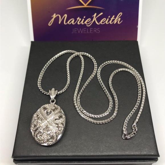 925 Sterling Silver Filigree locket Pendant Necklace size 20”